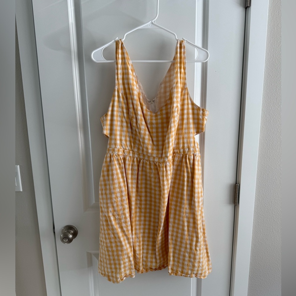 Modcloth “Patio My Goodness” yellow Gingham Dress